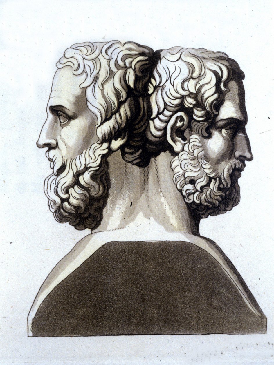 Hérodotos (484 př. n. l. - 425 př. n. l.), řecký historik a Tucicid (Thukydides) (asi 465 n. l. 395 př. n. l.), řecký historik. od Unknown artist