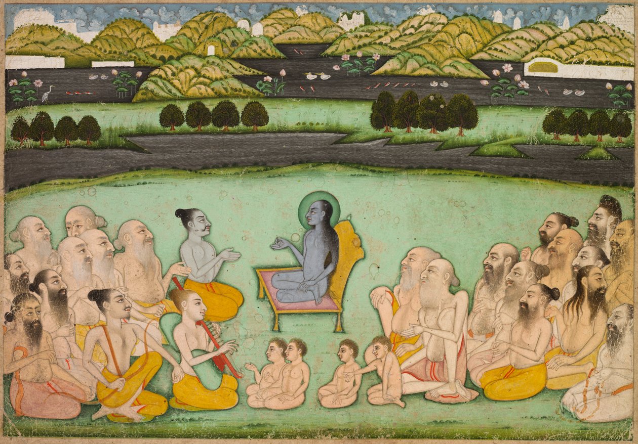 Hinduistický bůh Krišna mluví se staršími od Unknown artist