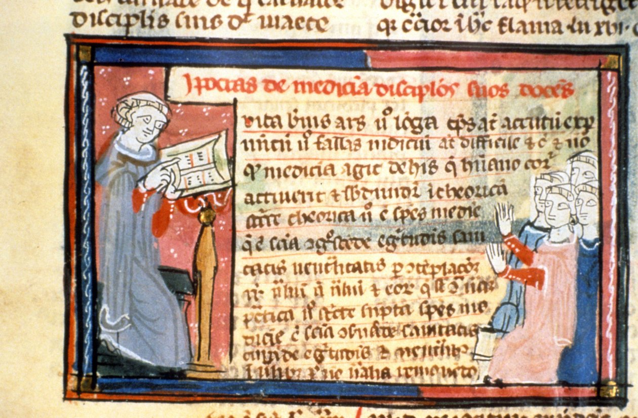 Hippokrates (-460 - -377) dává rasu - Illuminure of Middle Ages (ref.418 od Unknown artist