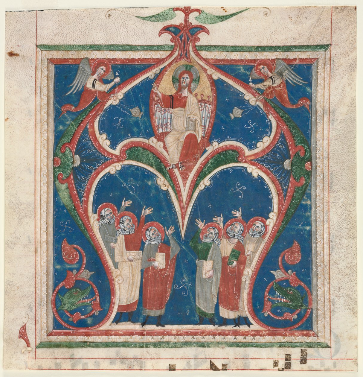 Historická iniciála (A) vyjmuta z antifonáře: Kristus ve majestátu s proroky od Unknown artist