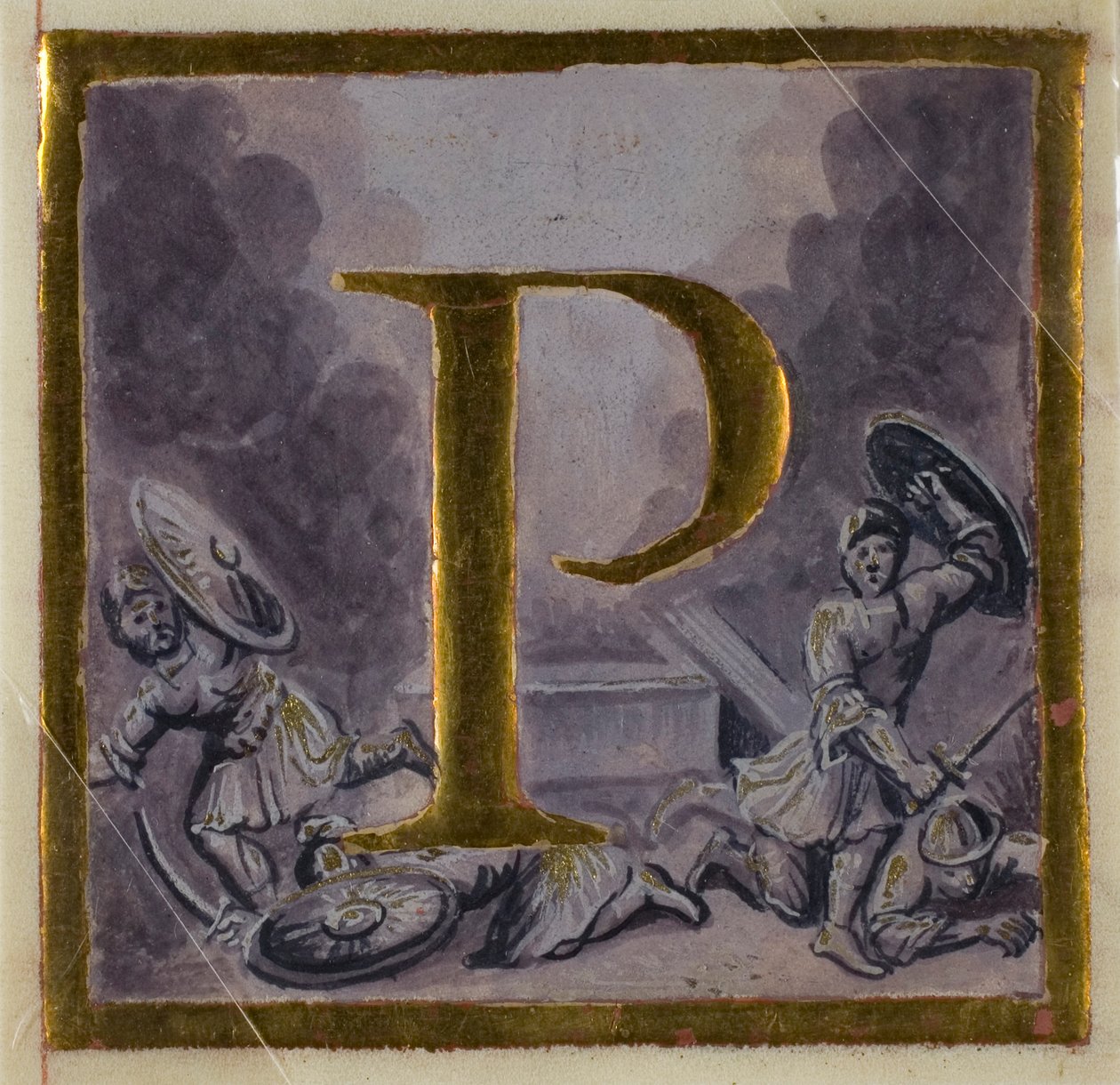 Historizovaná iniciála "P" s nápisem Resurrection ze sborníku od Unknown artist
