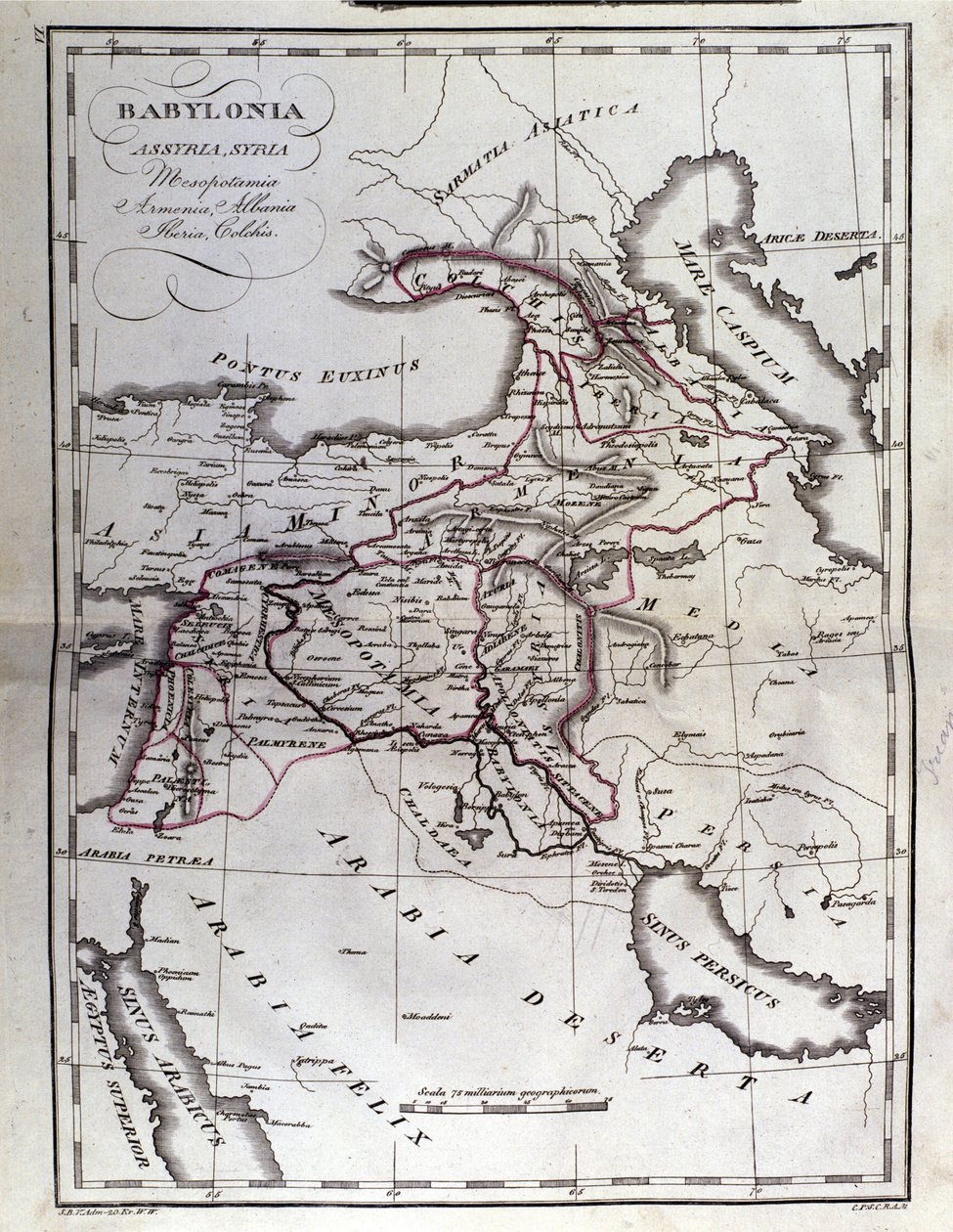 Historický atlas Mezopotámie. Babylonie, Sýrie a Asýrie. Konec 18. století. od Unknown artist