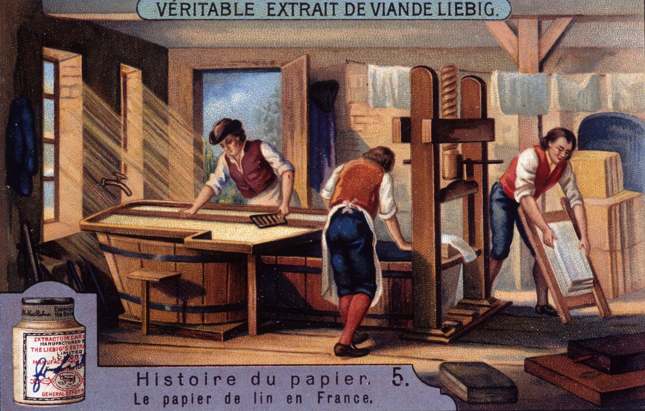 Historie papíru. 5. Lněný papír ve Francii. Liebigova chromolitografie od Unknown artist