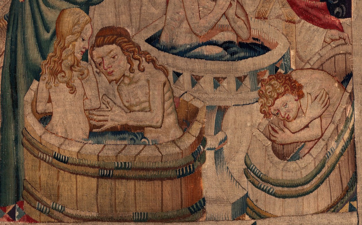 Historie Saint Piat a Saint Eleuthère, Scéna 7 křest exulantských křesťanů, Detail. Křest. od Unknown artist