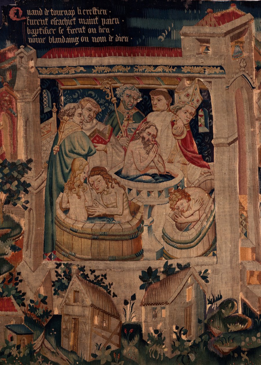 Historie Saint Piat a Saint Eleuthère, scéna 7 křest křesťanských exulantů od Unknown artist