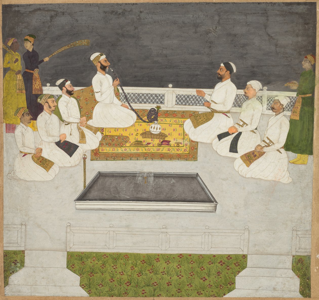 Husain Ali Khan baví své bratry (The Sayyid Brothers) od Unknown artist