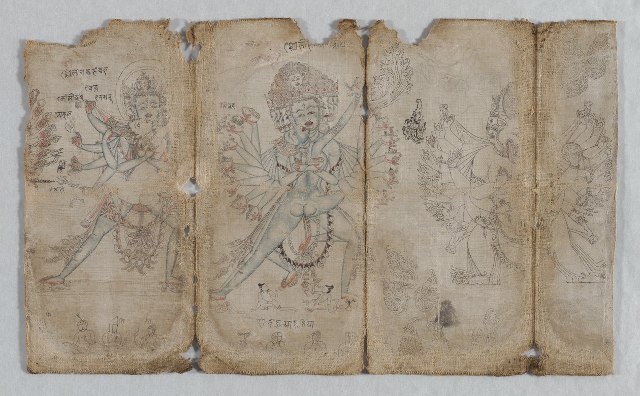Ikonografické kresby: Chakrashamvara s Vajravarahi, Hevajra s Nairatmya a Yamantaka (verze) od Unknown artist