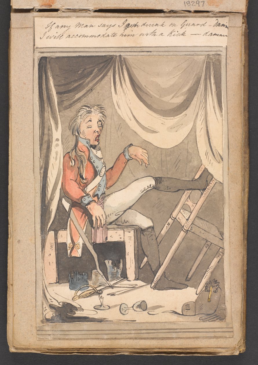 „Pokud někdo řekne, že jsem na stráži opilý – sakra, ubytuji ho kopnutím – sakra“ od Unknown artist