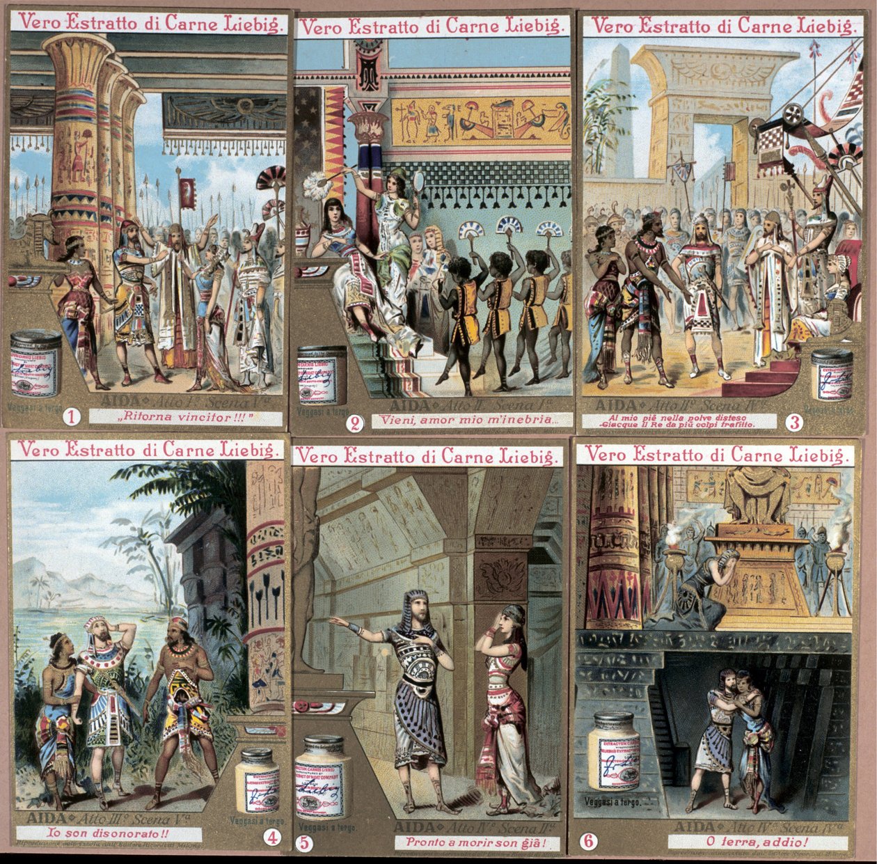 Ilustrace k opeře „“ Aida“ italského skladatele Giuseppe Verdiho (1813-1901). chromolitograf z konce 19. století. od Unknown artist