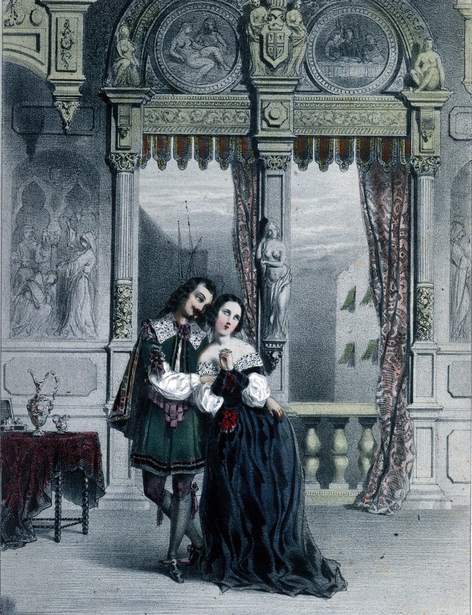 Ilustrace k druhému dějství opery „Alessandro Stradella“ od Friedricha von Flotowa (1812-1883), německého skladatele od Unknown artist