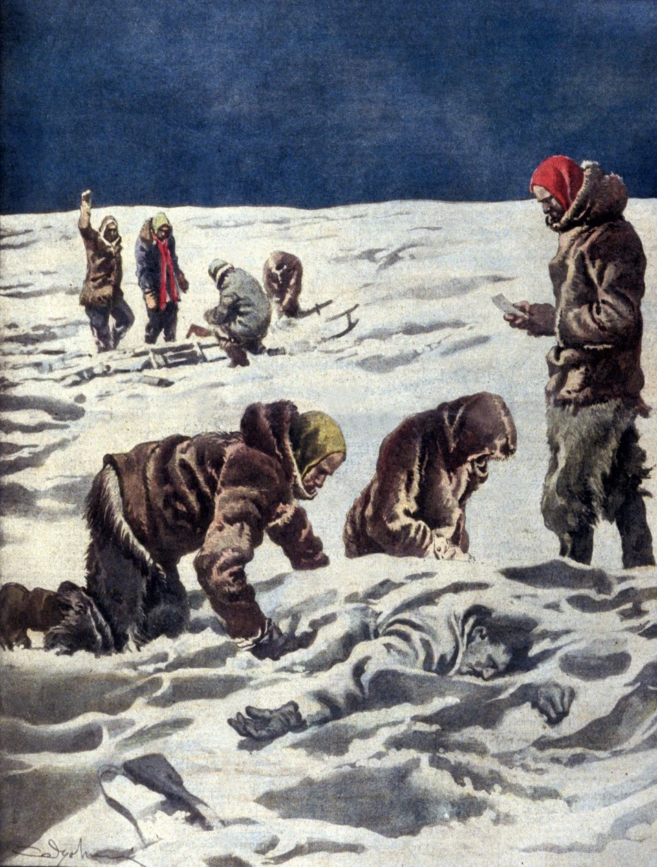 V roce 1930 norská vědecká expedice Dr. Horna našla ostatky švédského průzkumníka Solomona Andrée od Unknown artist