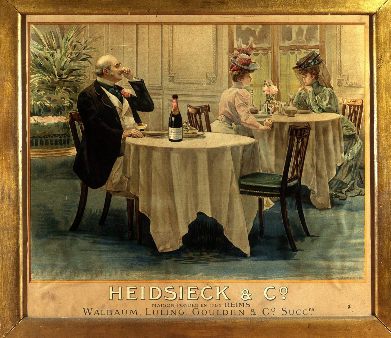 V restauraci - Reklamní plakát na Champagne Heidsieck, konec 19. století od Unknown artist