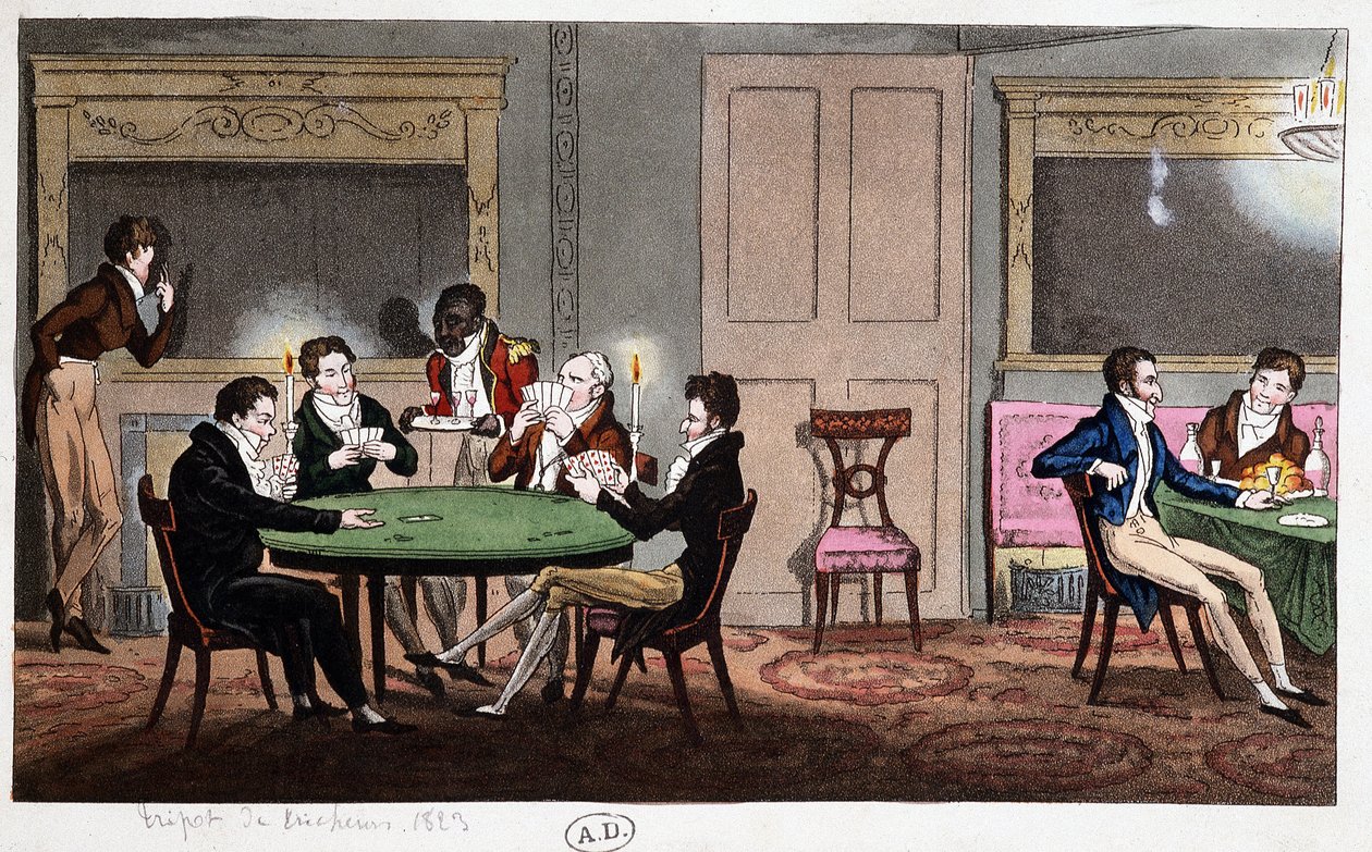 V anglickém klubu: „Cheating Tripot“, Anglie od Unknown artist