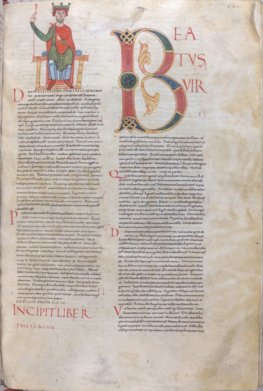 Incipit David, Beatus; Incipit žalmů, 11. století (miniatura, blanitý rukopis) od Unknown artist