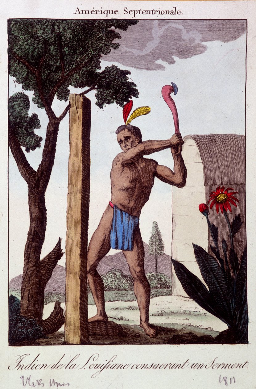 Indián z Louisiany zasvětil přísahu - rytinu od Unknown artist