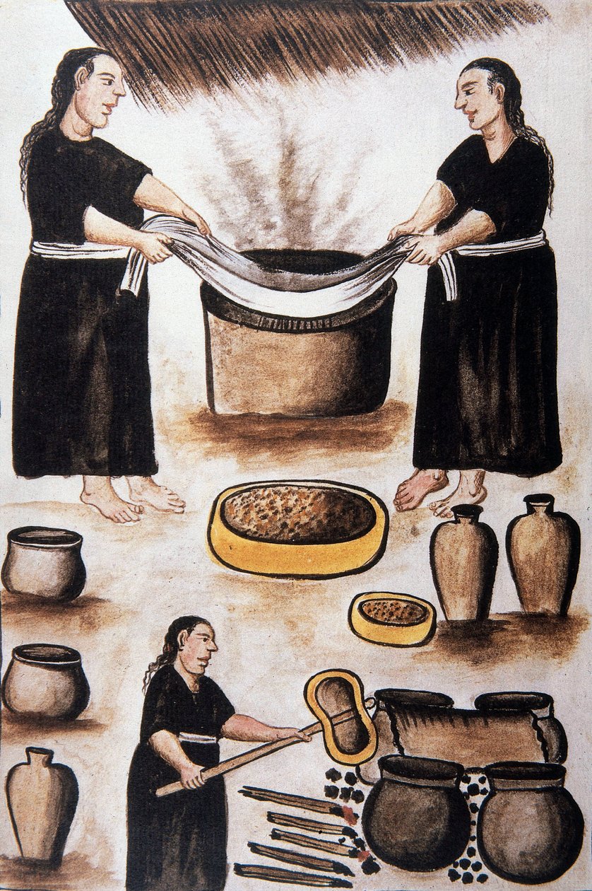 Indiáni vařící maso, z knihy „Trujillo of Peru“ nebo „Codex Martinez Companion“, od Baltazara Martineze Companiona a Bujandy, biskupa z Trujilla (1782-1785) od Unknown artist