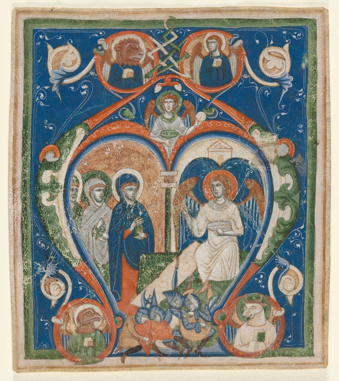 Iniciála A [ngelus Domini descendit] z antifonáře: Tři Marie u hrobu od Unknown artist