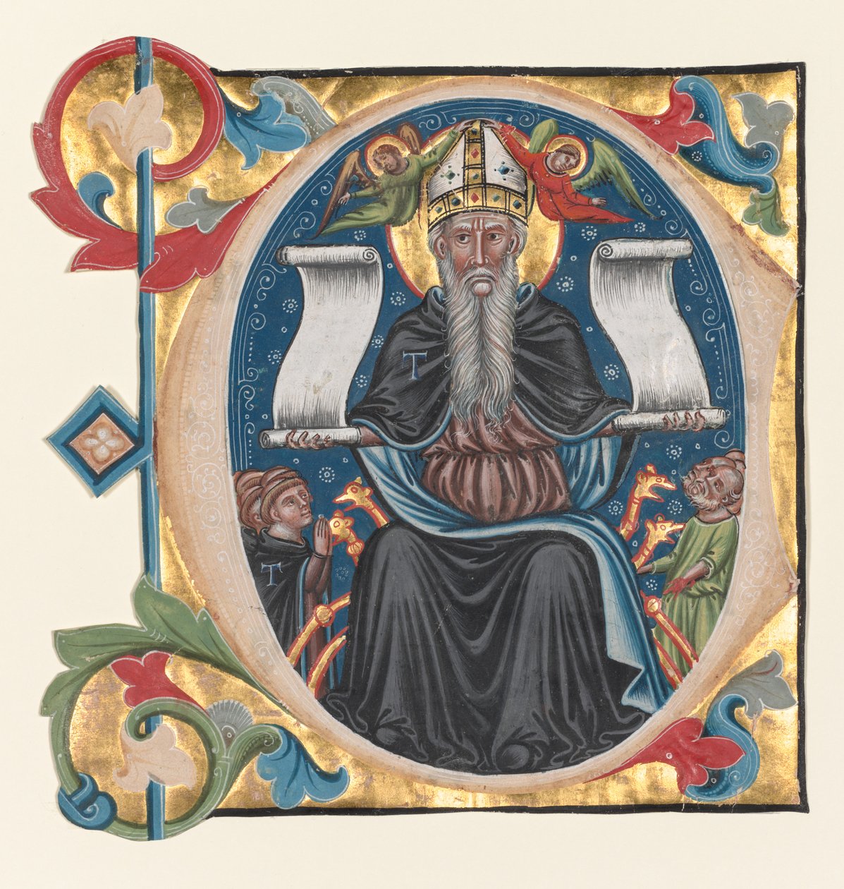 Iniciála C vyjmuta ze sborové knihy: Sv. Antonín s bratry Antonity od Unknown artist