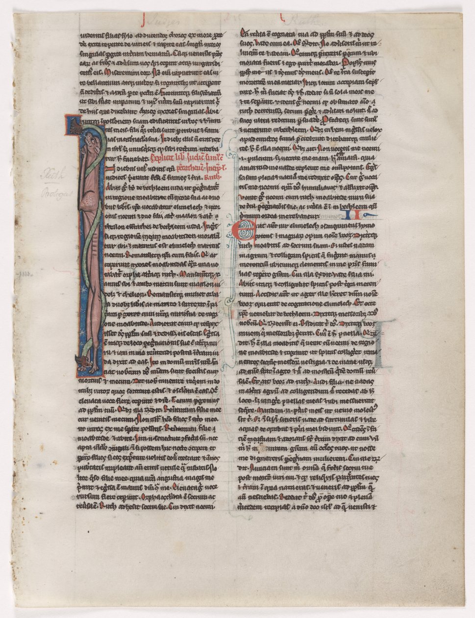 Iniciála I: Propletené zvíře a had: List z Bible (2 ze 2 vyříznutých listů) od Unknown artist