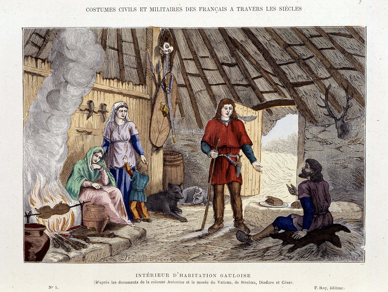 Interiér galského bydlení - ve „Francii a Francii v průběhu staletí““ od Unknown artist