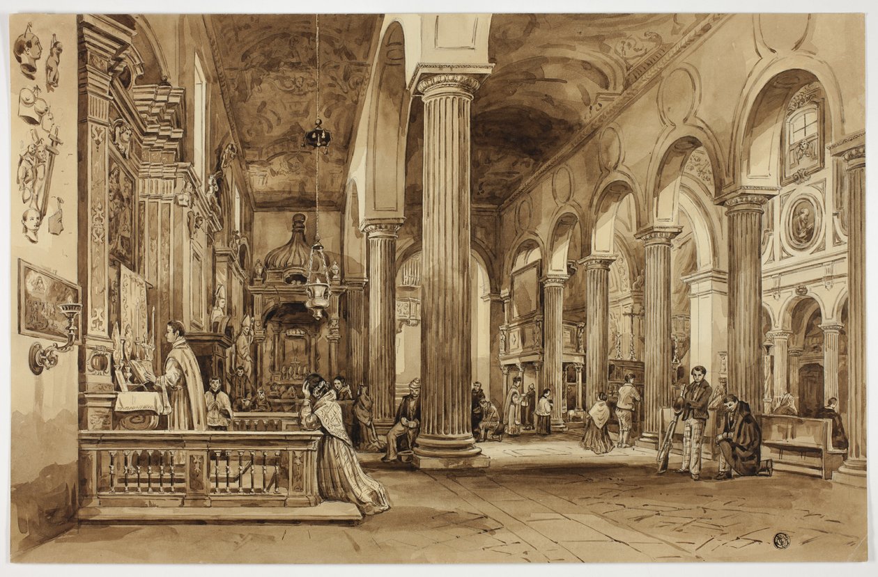 Interiér katedrály v jižní Itálii od Unknown artist
