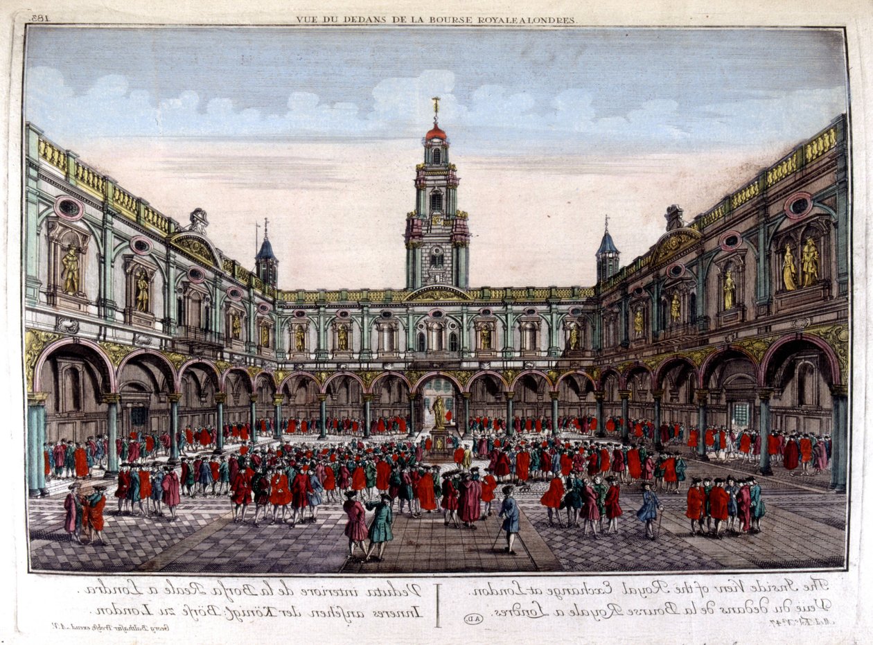 Interiér Royal London Stock Exchange - Optický pohled od Unknown artist