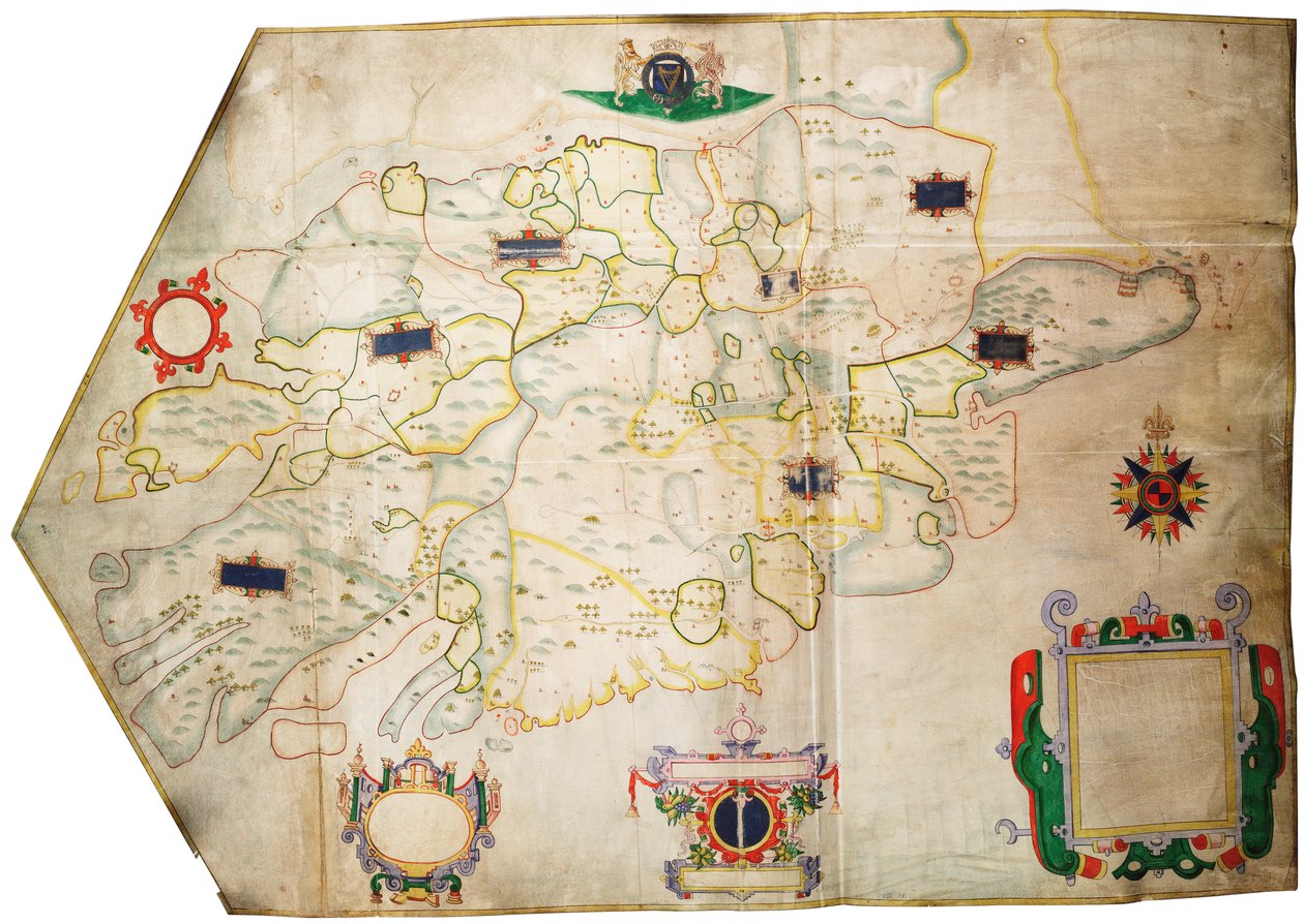 Irsko, koryto řeky Shannon, asi 1585 (pergamen, plátno) od Unknown artist