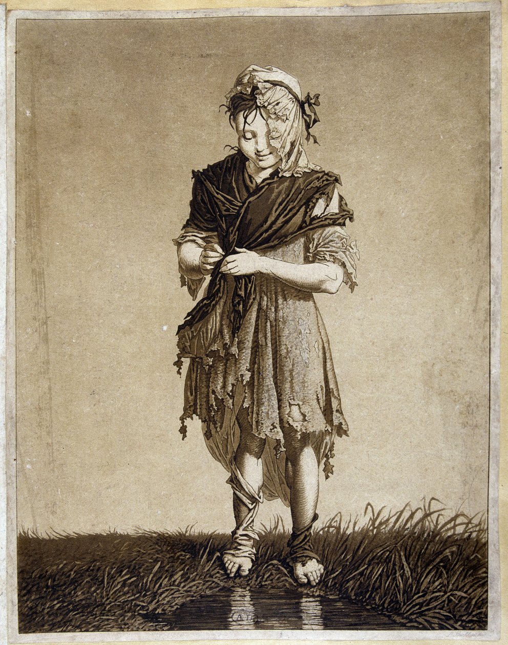 Irská dívka - rytina od Unknown artist