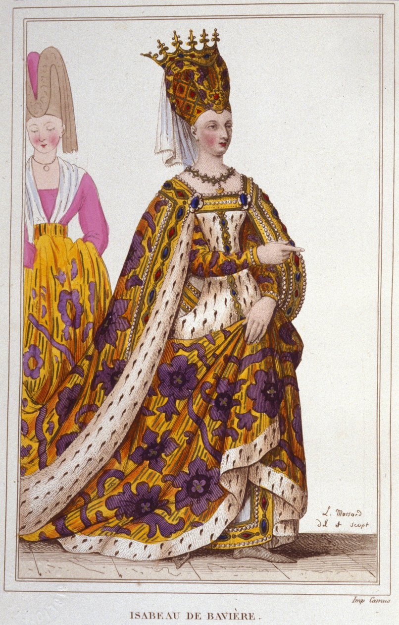 Isabeau (Isabelle, Elisabeth) Bavorský (1371-1435). Francouzská královna. Rytina z roku 1830. od Unknown artist