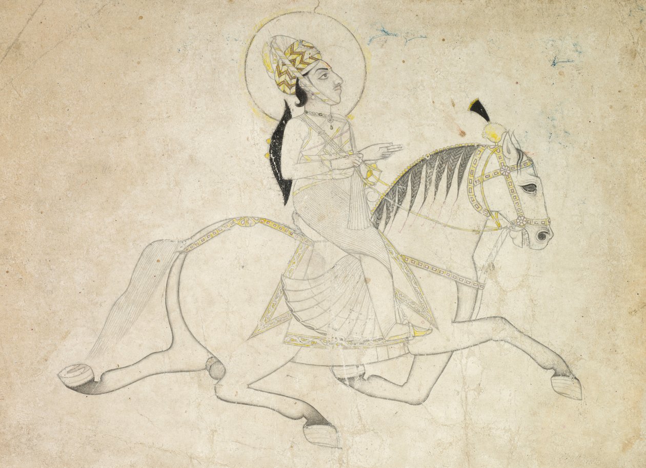 Jai Singh III z Jaipuru (r. 1818-1835) Jízda na koni od Unknown artist