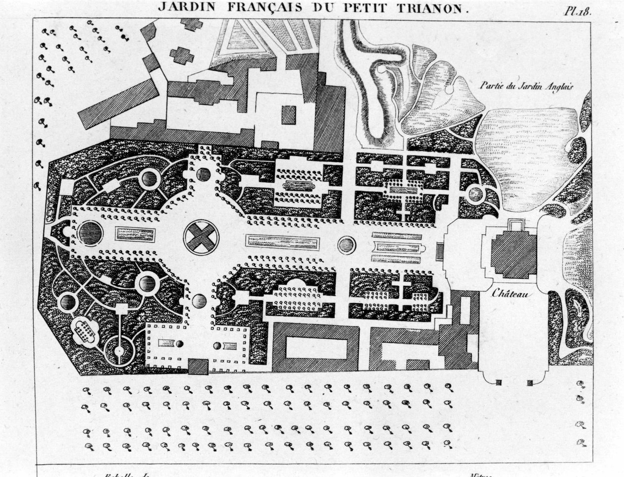 Francouzská zahrada Peer Trianon - v „Eseji o kompozici a ozdobě zahrad“, Paříž od Unknown artist
