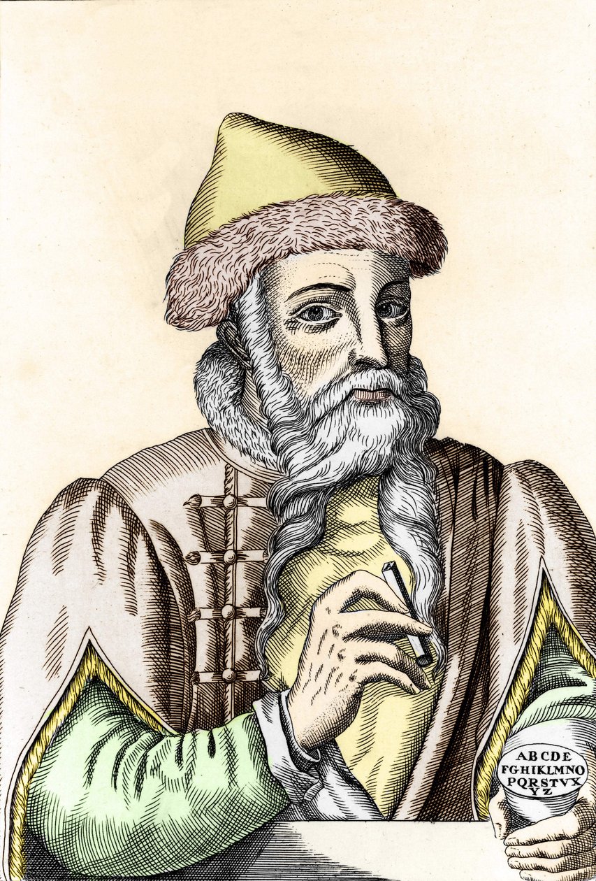 Johannes Gutenberg (1400-1468), německý tiskař. od Unknown artist