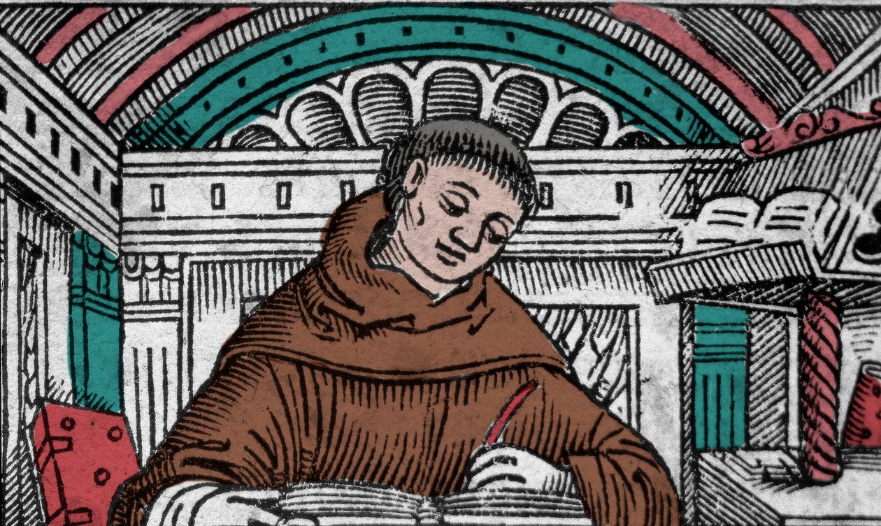 John Duns Scotus (1265? -1308), také nazývá Jean Duns Scott nebo Jean Duns Scot, františkánský filozof. Rytina 16. století od Unknown artist