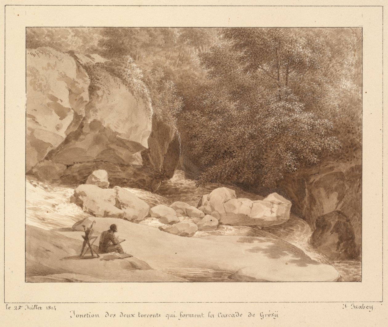 Spojení dvou bystřin, které tvoří Cascade de Grésy od Unknown artist