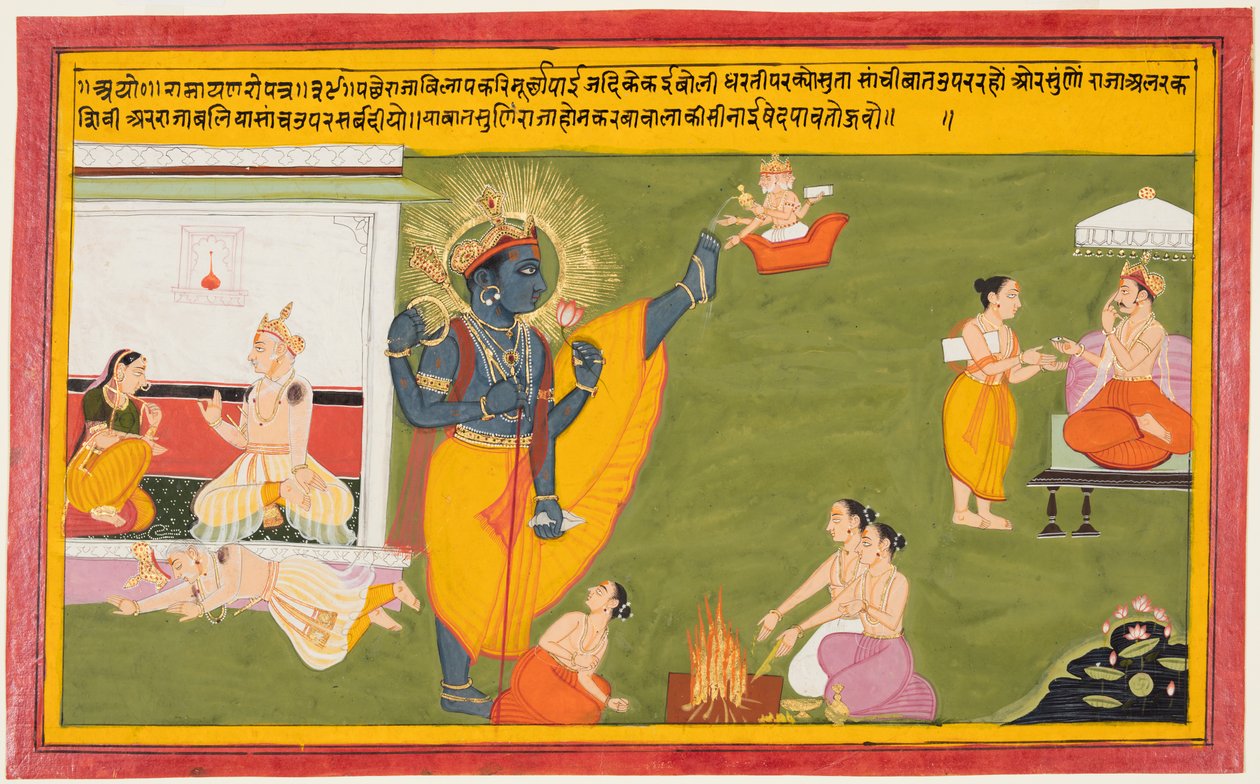 Kaikeyi připomíná Dasharatha o oběti krále Baliho z Rámájany od Unknown artist