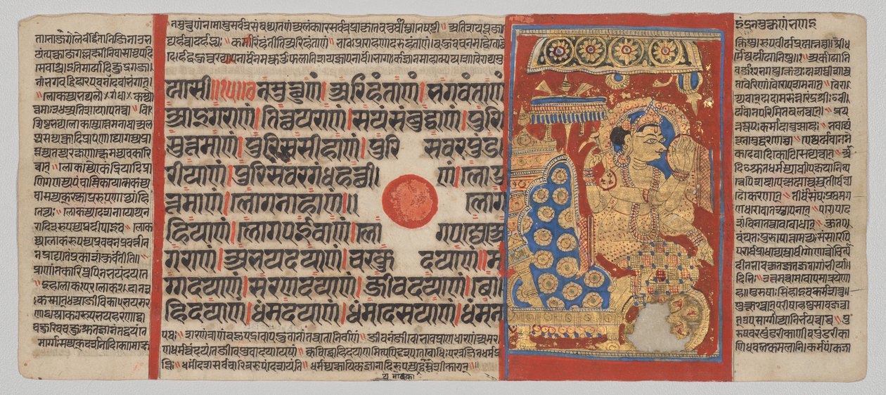Rukopis Kalpa-sutra s 24 miniaturami: Sakra uctívající Mahavirovo embryo od Unknown artist