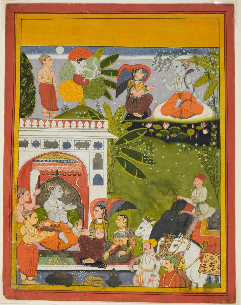 Kama střílí šíp lásky na Šivu, z kopie Písně o Gauri (Gita-Gauri) od Unknown artist
