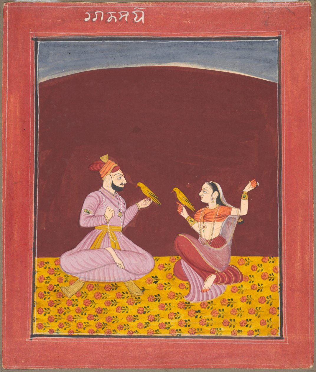 Kamod Raga z rodiny "Dipak Raga", stránka ze série Ragamala od Unknown artist