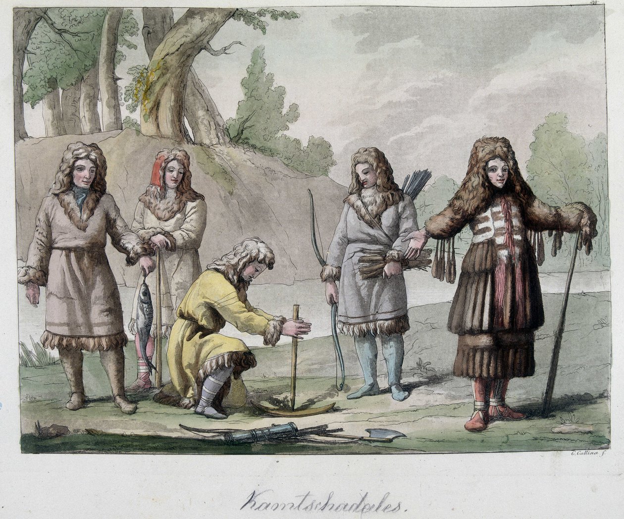 Lidé z Kamtschadales na Sibiři. V „Starém a moderním kostýmu“ 1819-1820 od Ferraria. od Unknown artist
