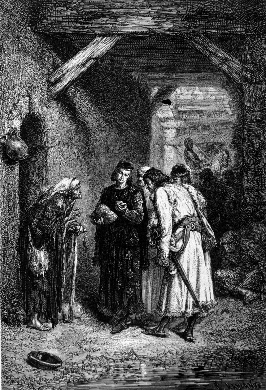 Král Ludvík IX. neboli Svatý Ludvík (1214 - 1270) zkoumá chléb chudých lidí a zjišťuje, že je suchý. od Unknown artist