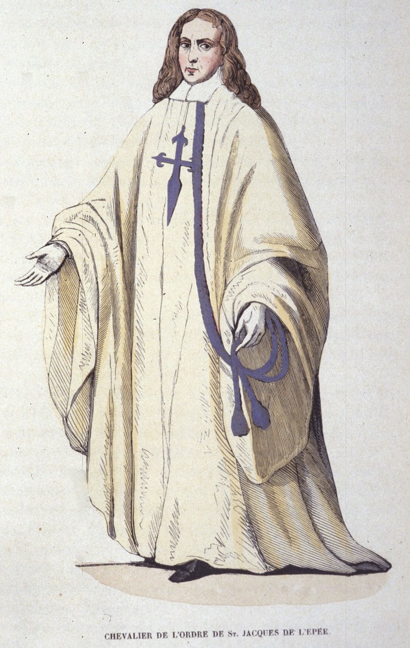 Rytíř Řádu svatého Jakuba Meče, vojenský řád založený ve Španělsku v roce 1170. Rytina z 19. století. od Unknown artist