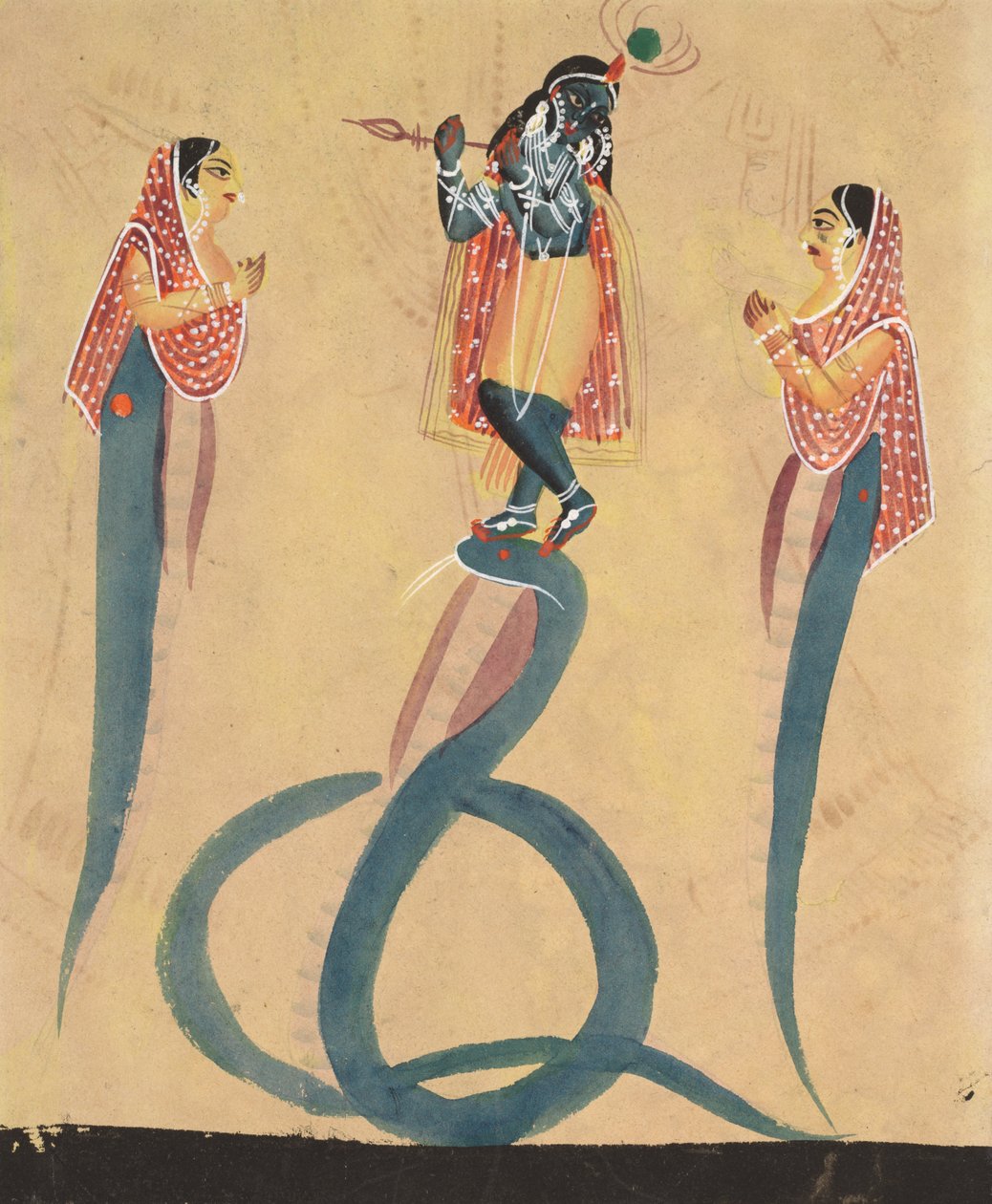 Krišna potlačuje hada Kálíu od Unknown artist