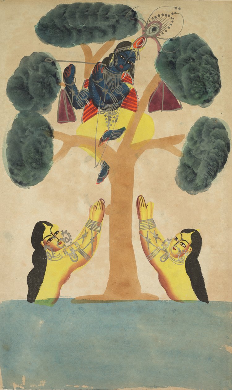 Krišna krade oblečení kovbojek (Gopis) (recto) od Unknown artist