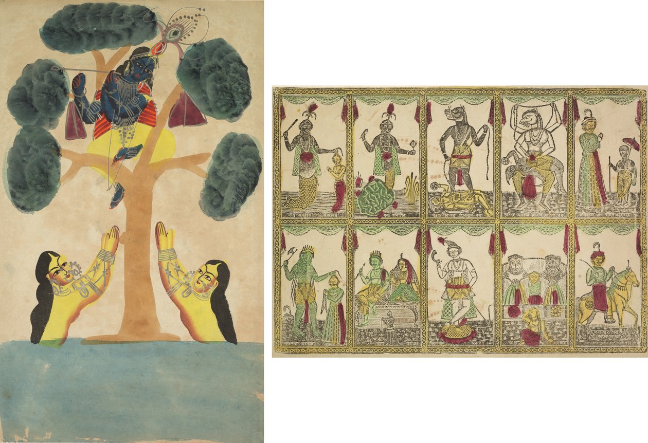 Krišna krade oblečení kovbojek (Gopis) (recto); Das Avataras, Deset inkarnací Višnua (verze) od Unknown artist