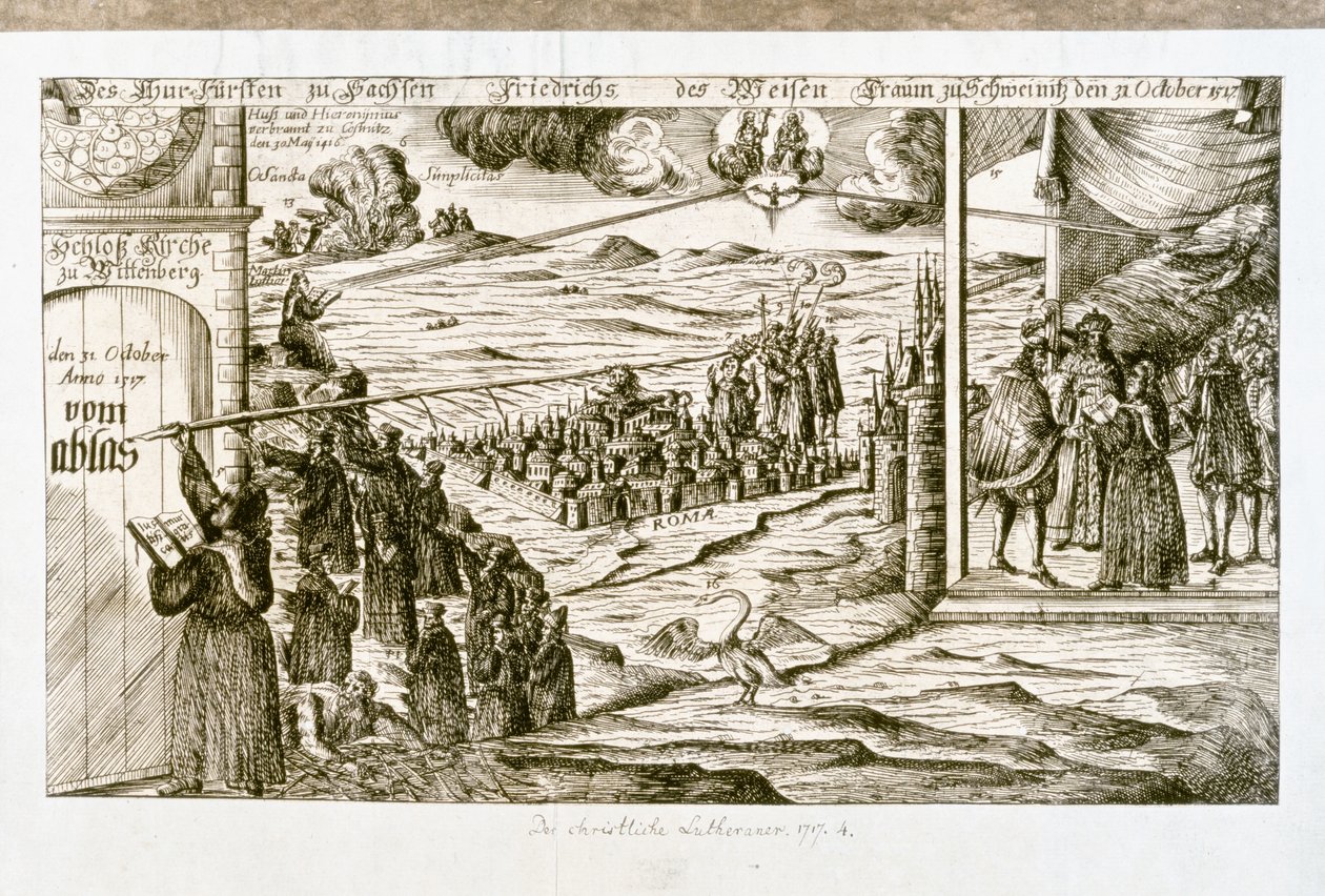 LUTHER Martin: Martin Martin: Alegorický tisk snu Fridricha Moudrého, saského knížete... (rytina) od Unknown artist