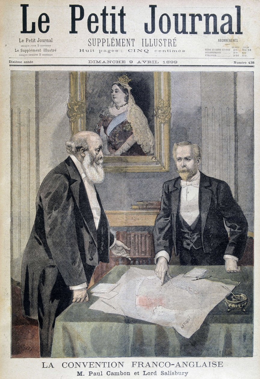 Francouzsko-anglická konvence: M. Paul Cambon a Lord Salisbury – v „“Le PetitJournal““ z 09.04.1899 od Unknown artist