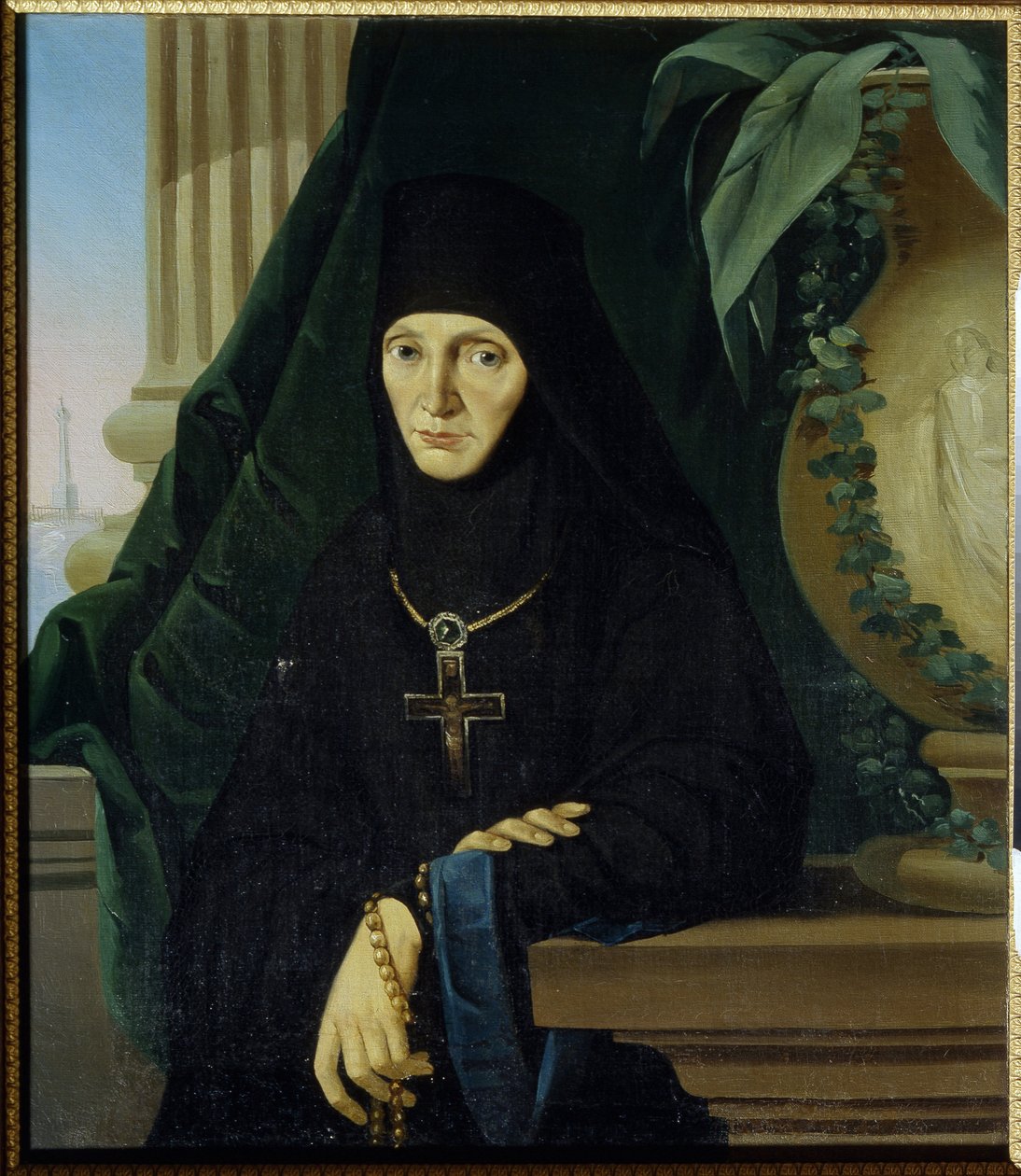 La mere superieure Maria (Margarita Tuchkova) (Matka představená Maria (Tuchkova). Higoumene (hegoumene) z pravoslavného kláštera Spaso Borodinsky, v roce 1812, během invaze do Napoleonova Grande Armee (1769-1821). Anonymní obraz, olej na plátně , vers od Unknown artist