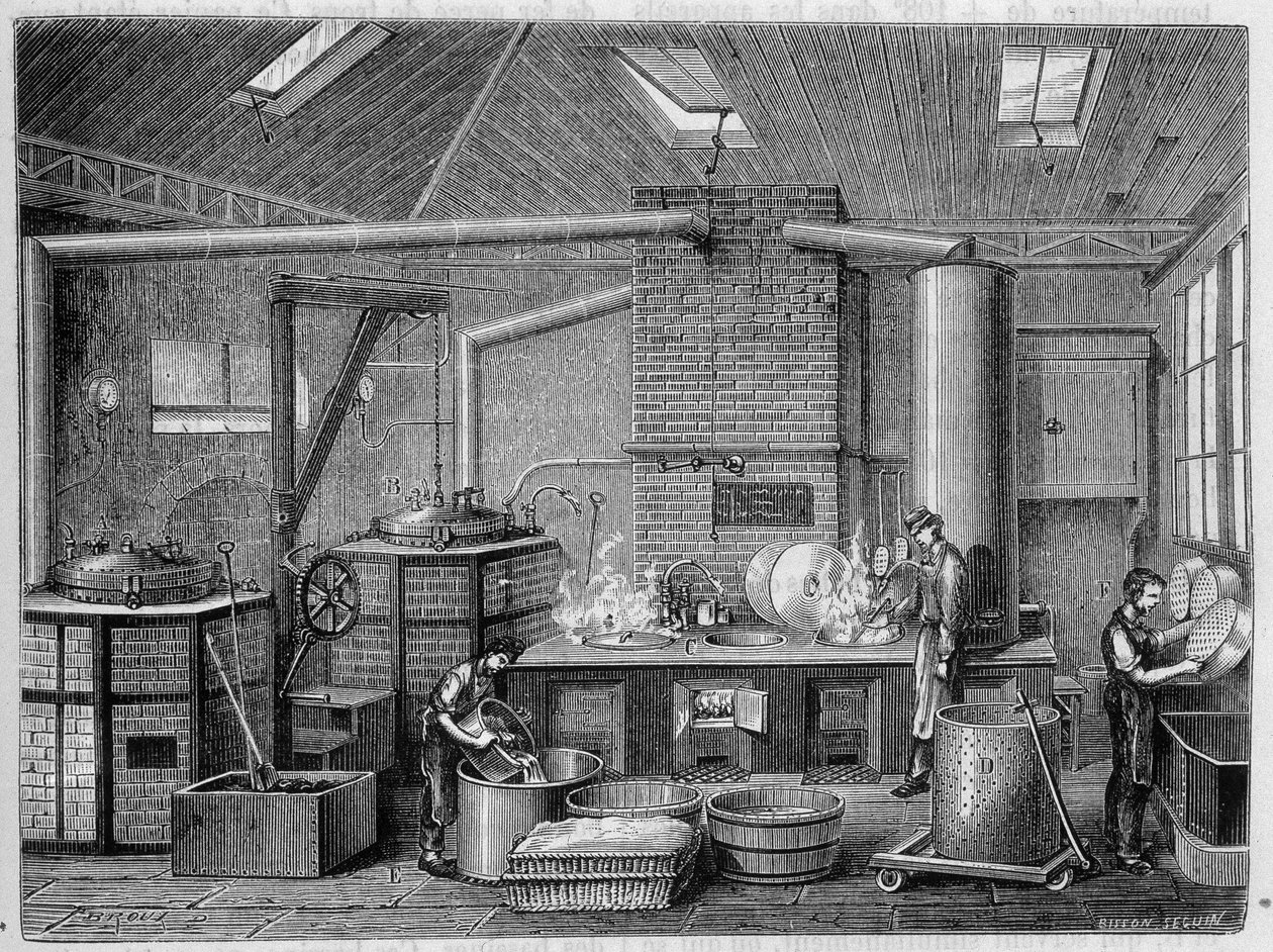 Laboratoř pro vaření konzervovaných potravin - v „Zázracích průmyslu“ od Louise Figuiera od Unknown artist