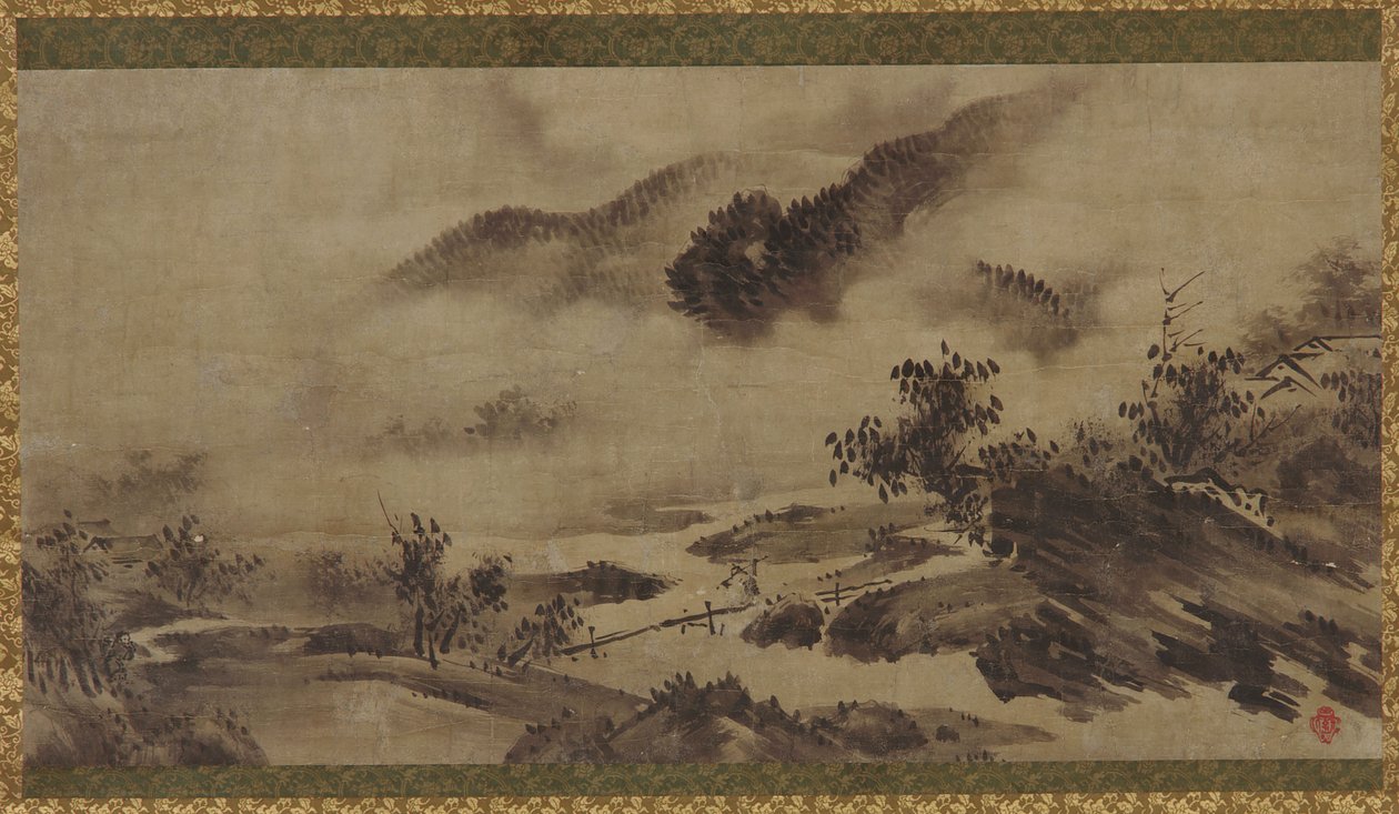 Krajina: hory, mlha a potok od Unknown artist
