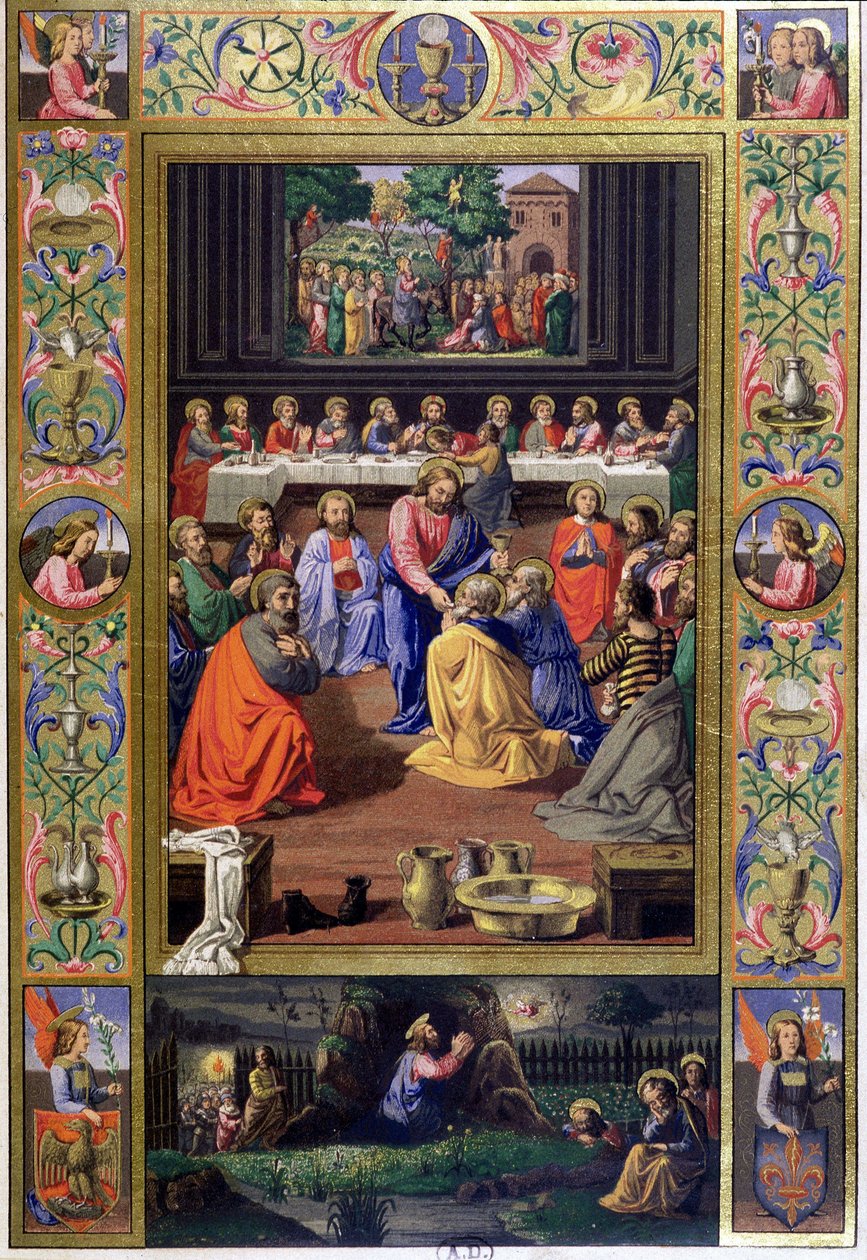 Poslední večeře - repro z 19. století. italského dokumentu (v. 1500) od Unknown artist